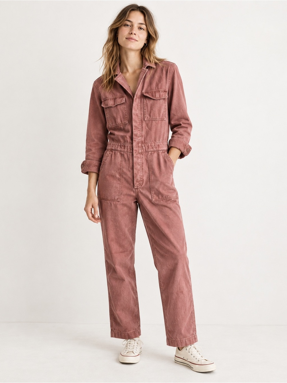 Madewell coverall jumpsuit mauve pink size small utility